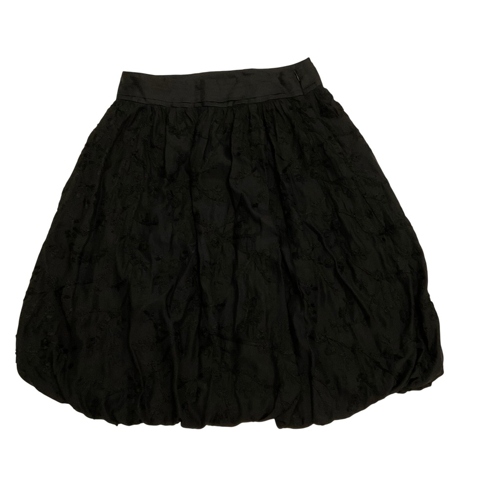 Dana Buchman‎ Women's Silk Ruffled Skirt DQMU4991 black embroidered 6 minimalist